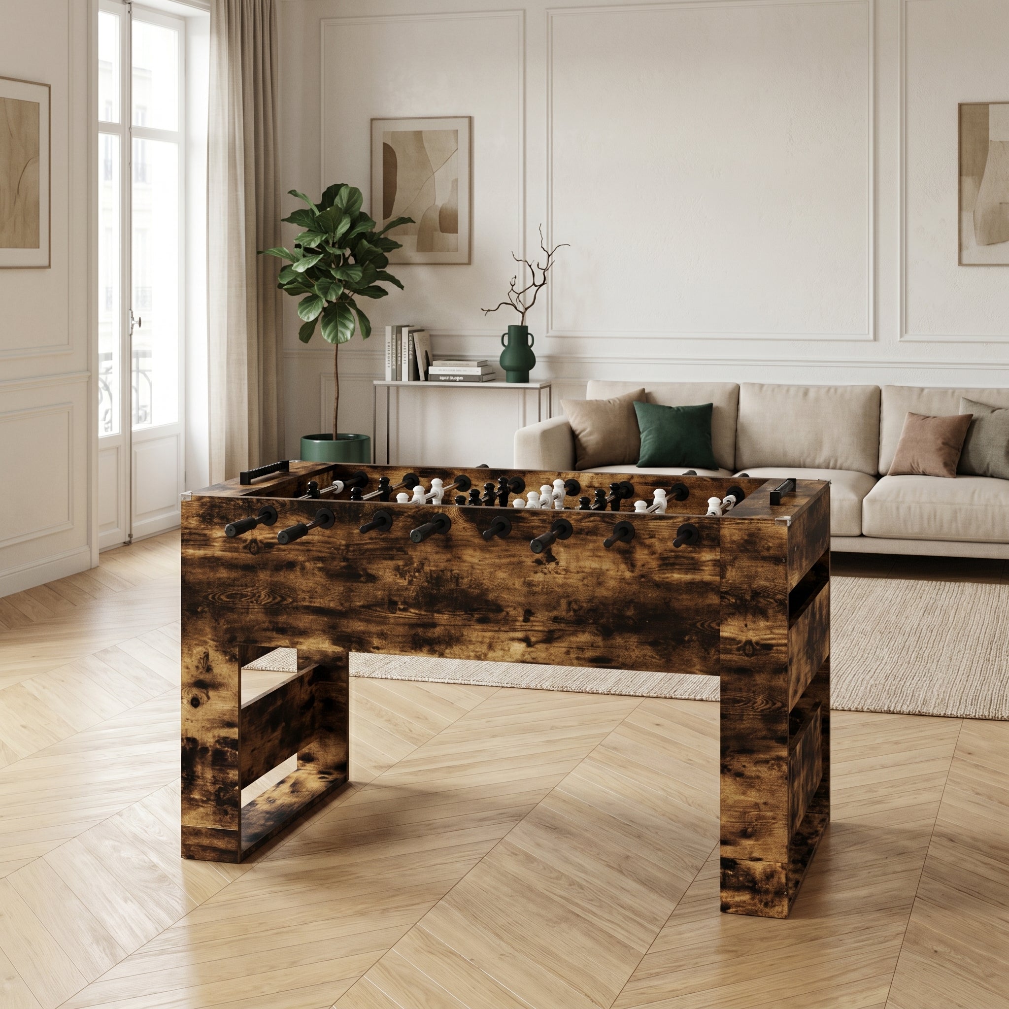 Le Cognac, baby-foot console chêne fumé