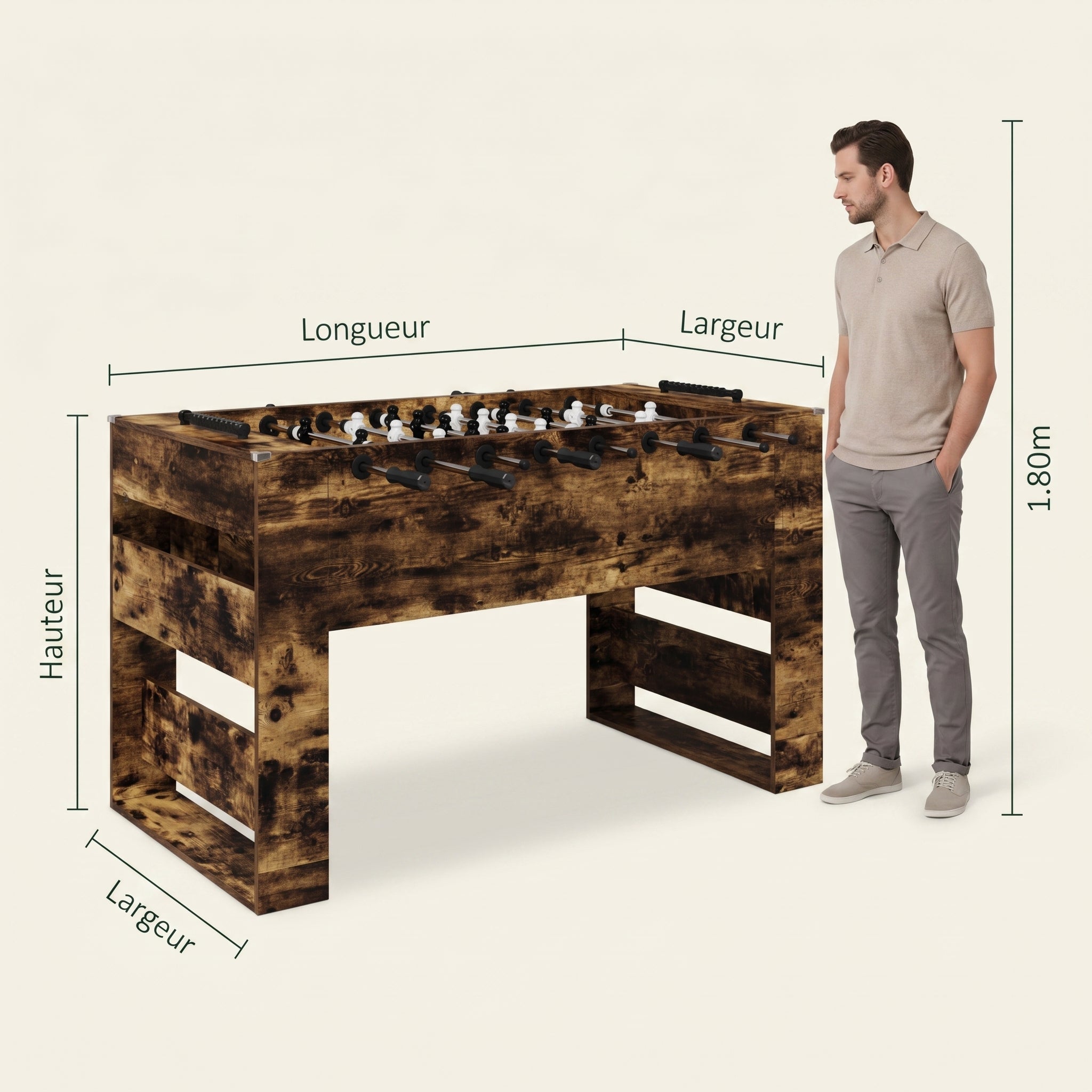 Le Cognac, baby-foot console chêne fumé