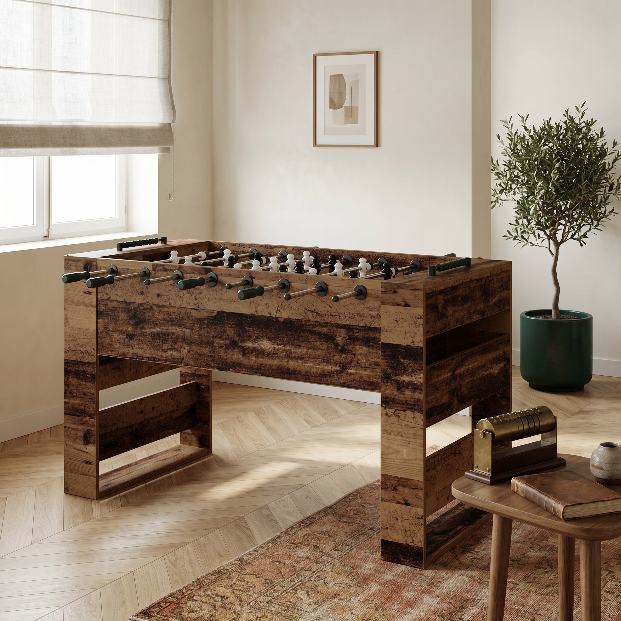 Le Faubourg, baby-foot console bois vieilli
