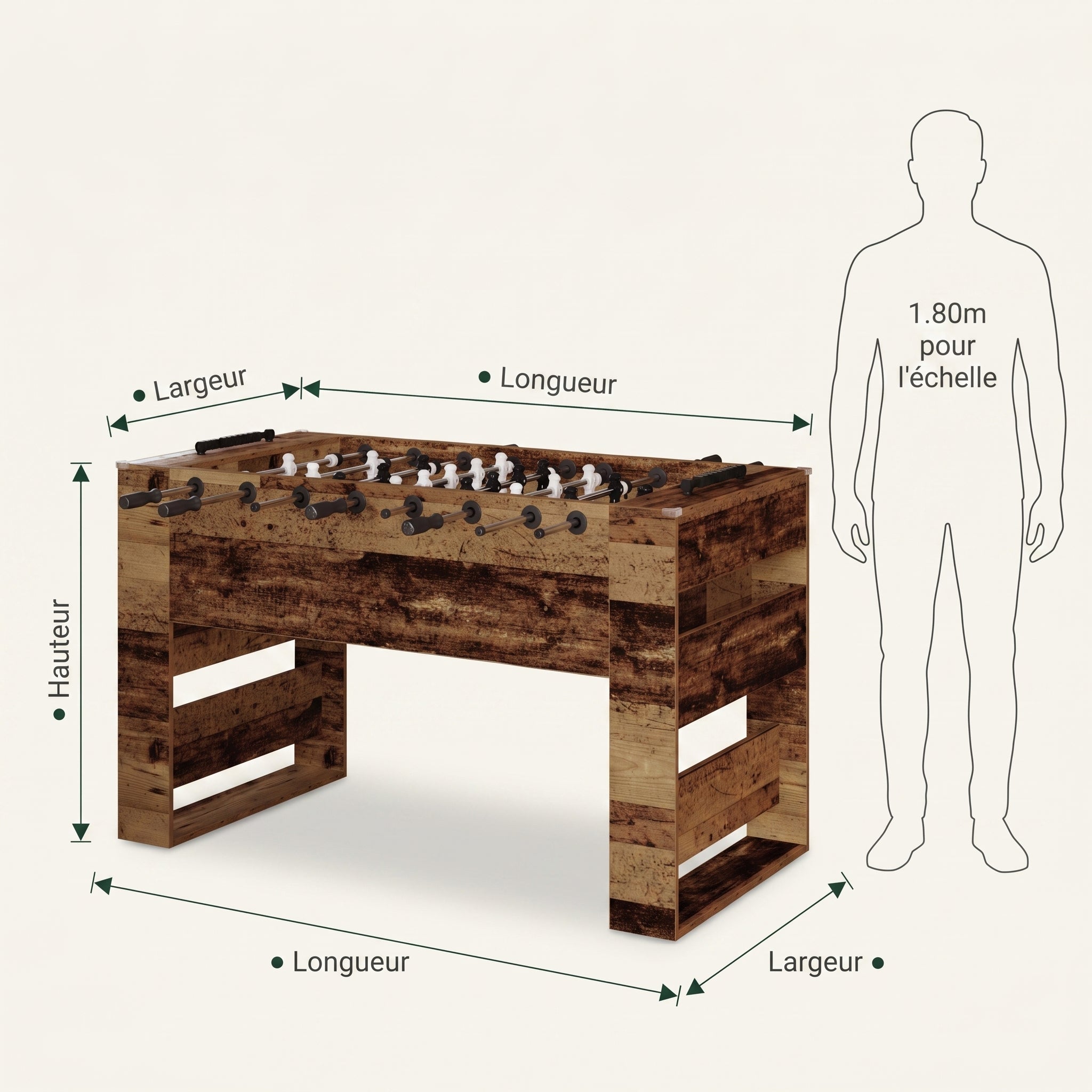 Le Faubourg, baby-foot console bois vieilli